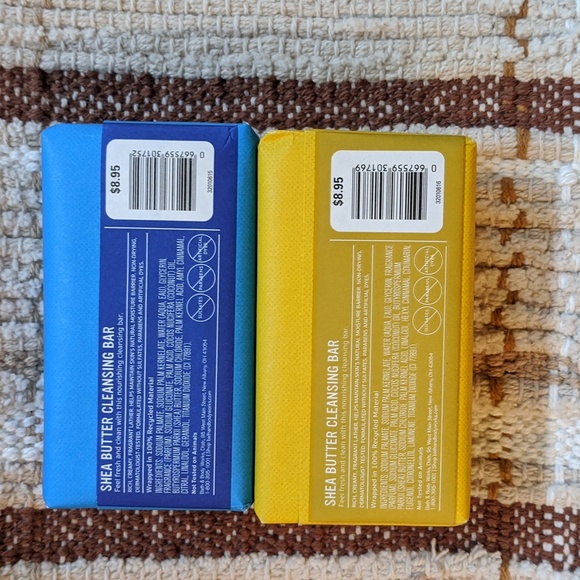 NEW Lot Of 2 Shea Cleansing Bars Bath Body Works Cobalt Cove Golden Burst Soap - Picture 2 of 6